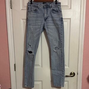 Cotton On Light Blue Distressed Straight Jeans